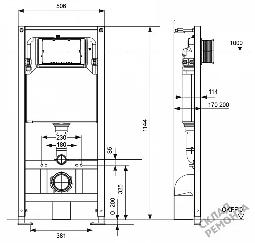 Фото Инсталляция для подвесного унитаза Tecespring S401111 с кнопкой купить в Воронеже: цена, описание, фото. Интернет-магазин 3