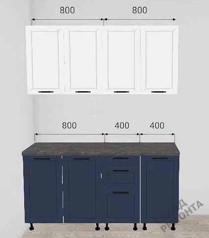Фото Кухонный гарнитур Leko Монс 1,6 м белый/индиго – купить в Воронеже: цена, описание, фото. Интернет-магазин 2