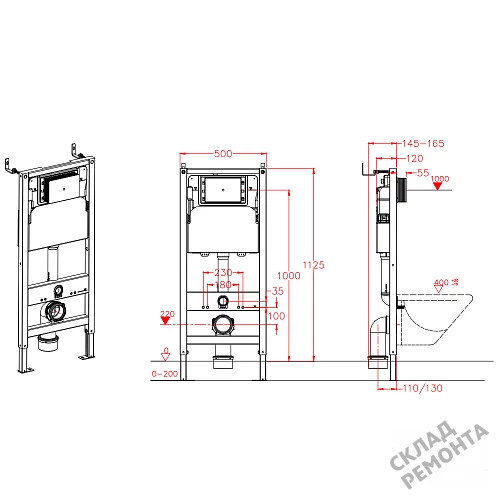 Фото Инсталляция для подвесного унитаза Calypso Beta CS105M без кнопки купить в Воронеже: цена, описание, фото. Интернет-магазин 11