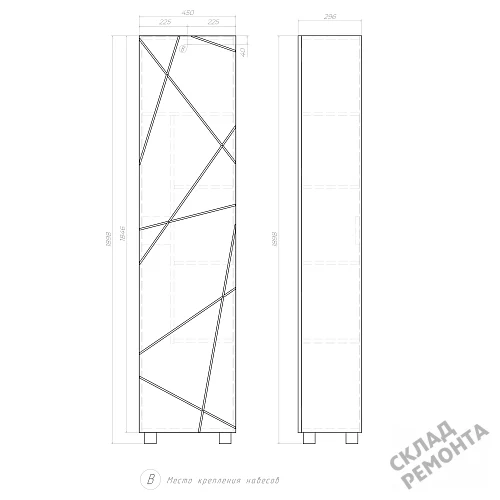 Фото Пенал напольный Vigo Geometry 450 pn.GEO.45, белый купить в Воронеже: цена, описание, фото. Интернет-магазин 5