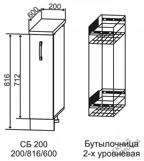 Фото Шкаф нижний ДСВ СБ 200 (бутылочница) – купить в Воронеже: цена, описание, фото. Интернет-магазин 2