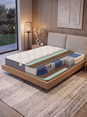 Матрас с независимым пружинным блоком EcoSleep Prime Two (чехол серый трикотаж Extra-LAX)