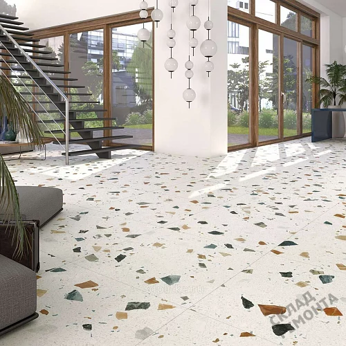 Фото Керамогранит матовый Steppe Ceramics Chips White белый 600*600*9 – купить в Воронеже: цена, описание, фото. Интернет-магазин 3